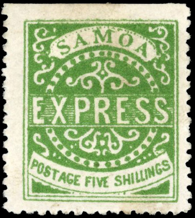 Samoa SG 14 1877-80 5s green perf 12½ mint
