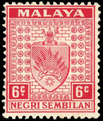 Malaya Negri Sembilan SG 27a 1935 6c scarlet stop omitted mint