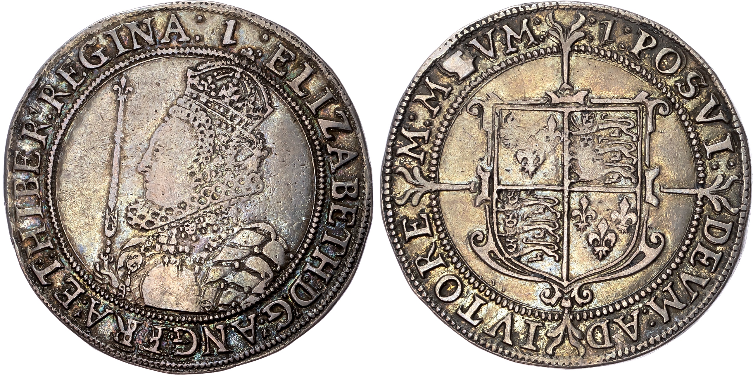 Elizabeth I (1558-1603), AR Halfcrown, Seventh issue, Tower mint, mm : 1 - 1601-1602. Crowned draped bust left, rev. Roy…