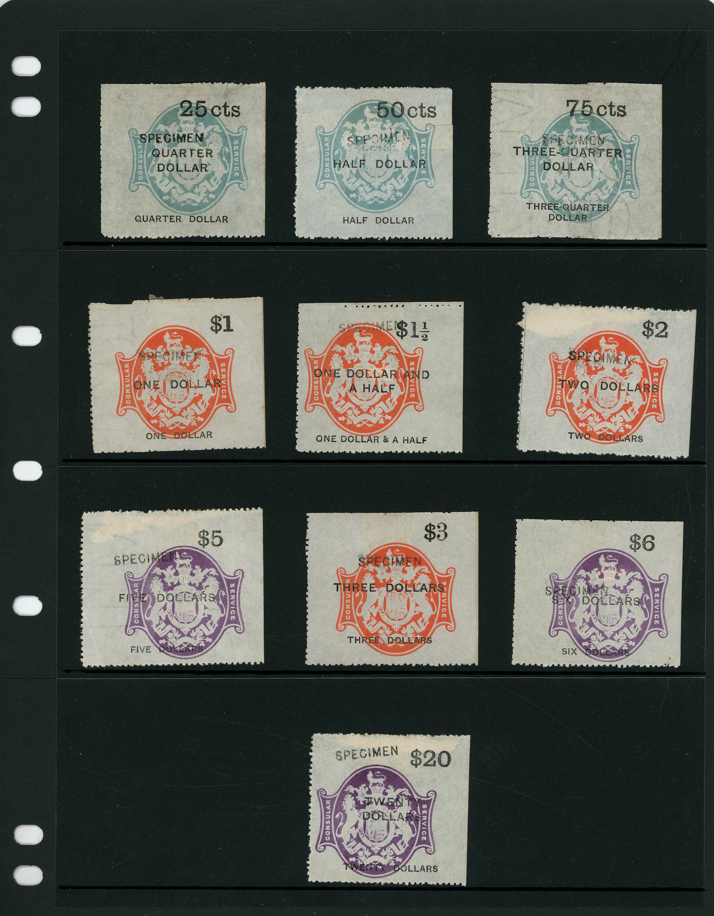 GB Consular Service Embossed Specimen Set