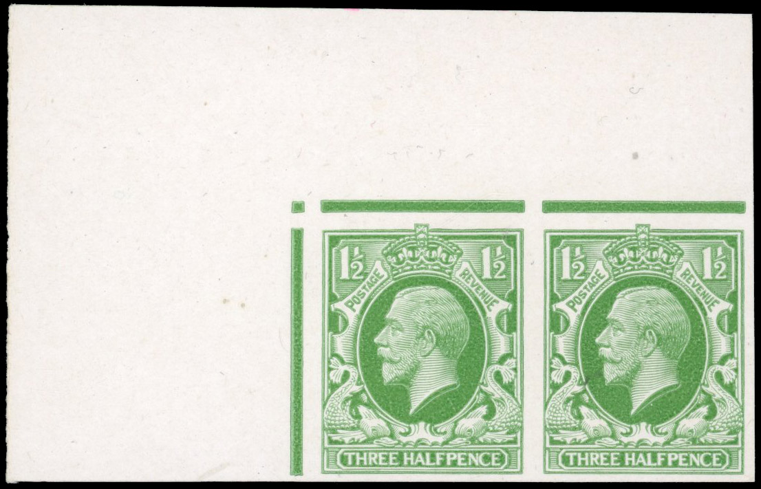 GB 1934 Photogravure 1½d colour trial pair
