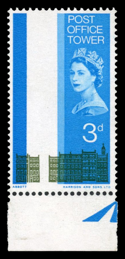 GB 1963 Post Office Tower 3d, olive-yellow (tower) omitted mint