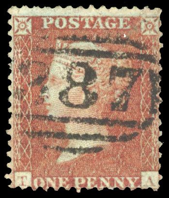 1855 1d Red-brown Pl.3 (Die II, Wmk. Small Crown, Perf 14).