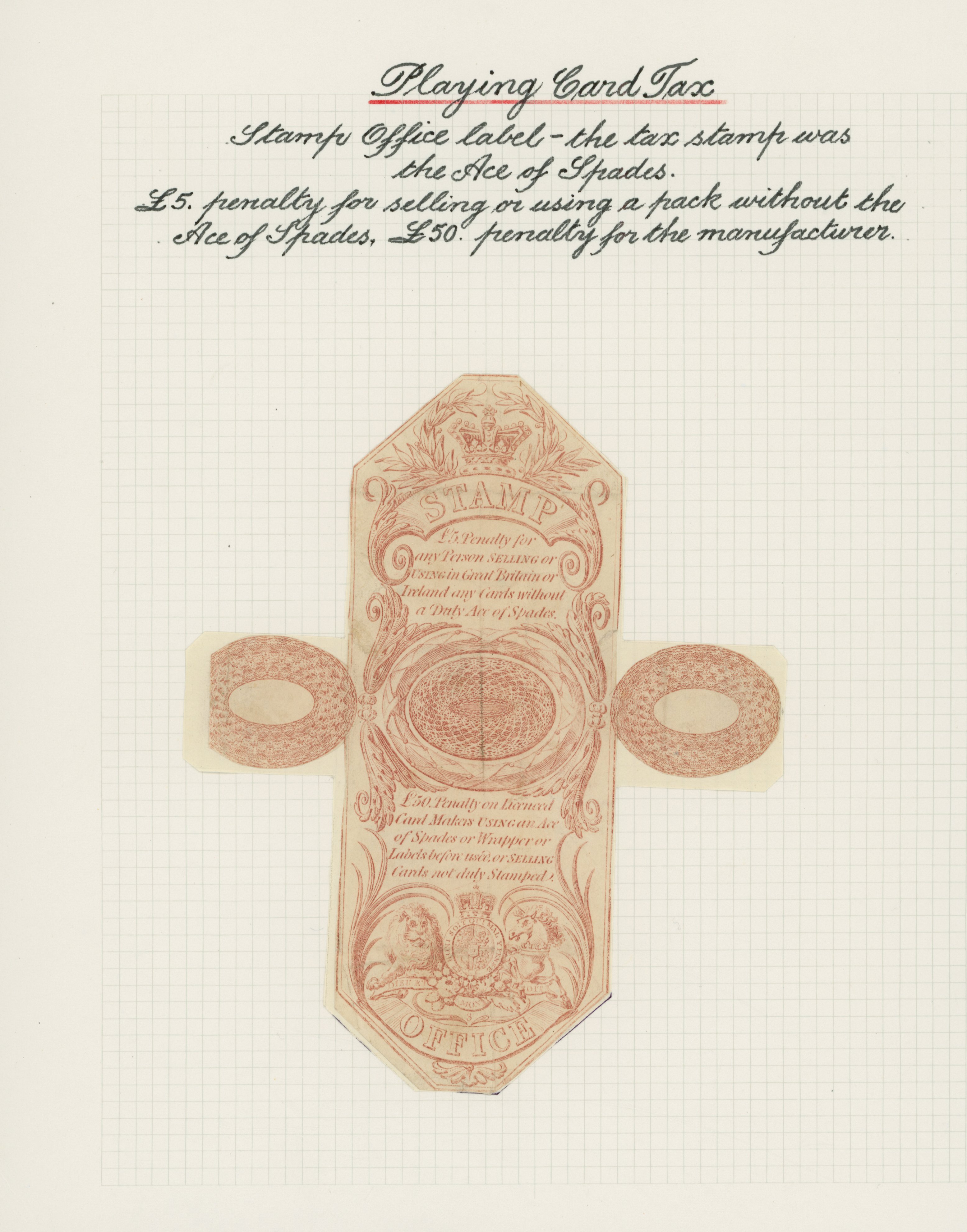 GB Playing Card Duty. 1828 Booth Type 118F wrapper. Printed in chestnut  by Perkins and Heath