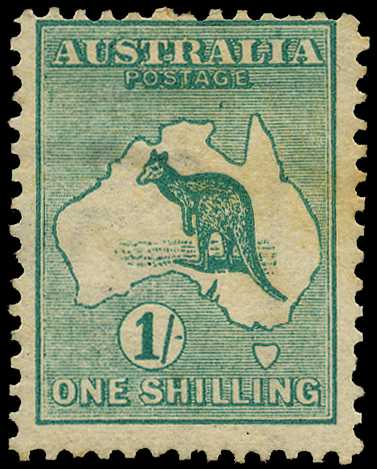 1913 1/- emerald with watermark inverted,...