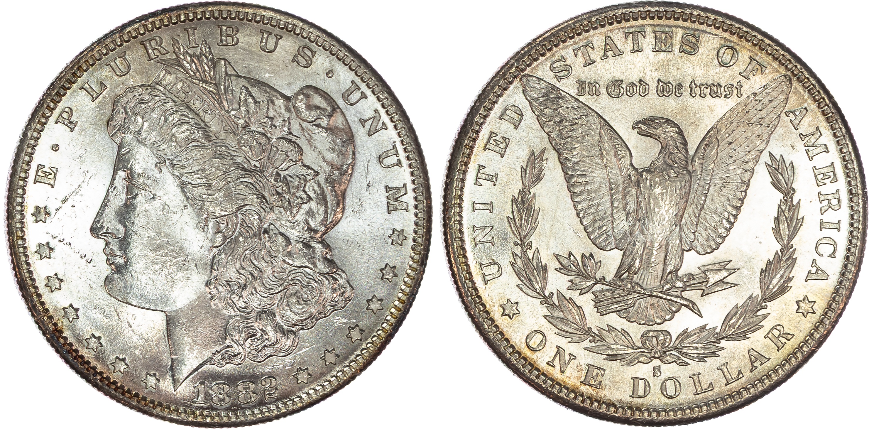 USA , silver Morgan Dollar, 1882, San Francisco, 26.75g (KM 110). Uncirculated.…