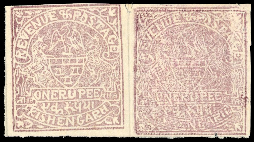 I.F.S Kishangarh SG 18/a 1r pair right stamp doubly printed unused
