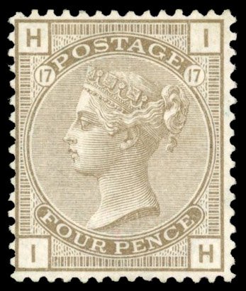 GB 1873-80 4d grey-brown Pl.17 (IH), mint, SG 154