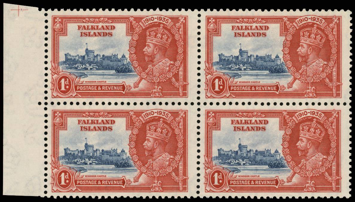 FALKLAND ISLANDS SG 139/d 1935 SJ 1d FLAGSTAFF ON TURRET