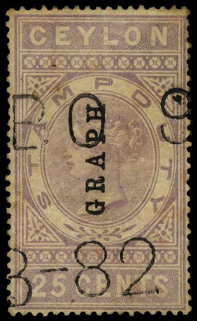 1882 GRAPH overprint on 25ct Stamp Duty,...
