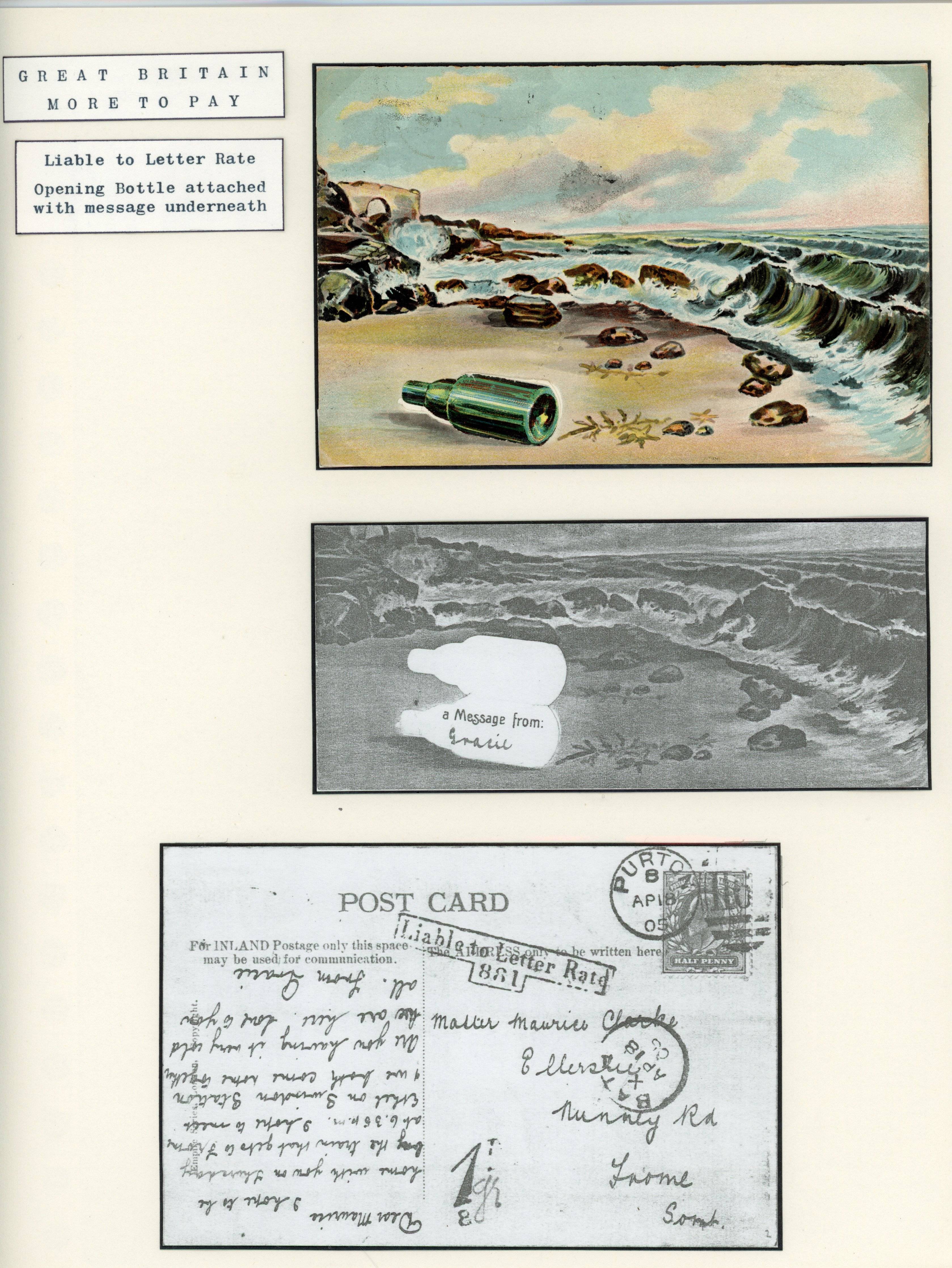 Great Britain 1905 novelty postcard of the sea with a flap containing a message