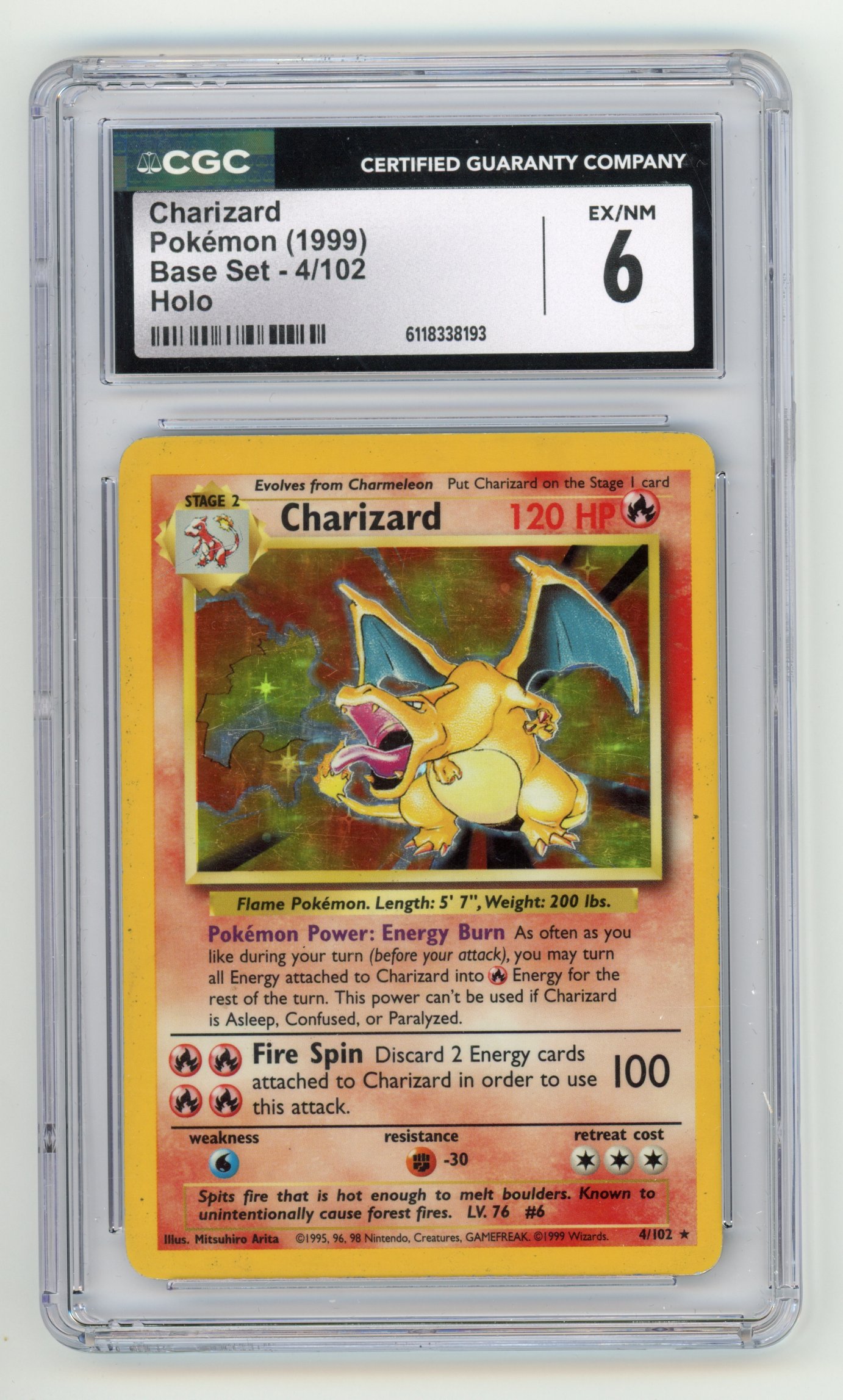 CGC 6 Charizard #4 Unlimited Holo (1999) Base Set