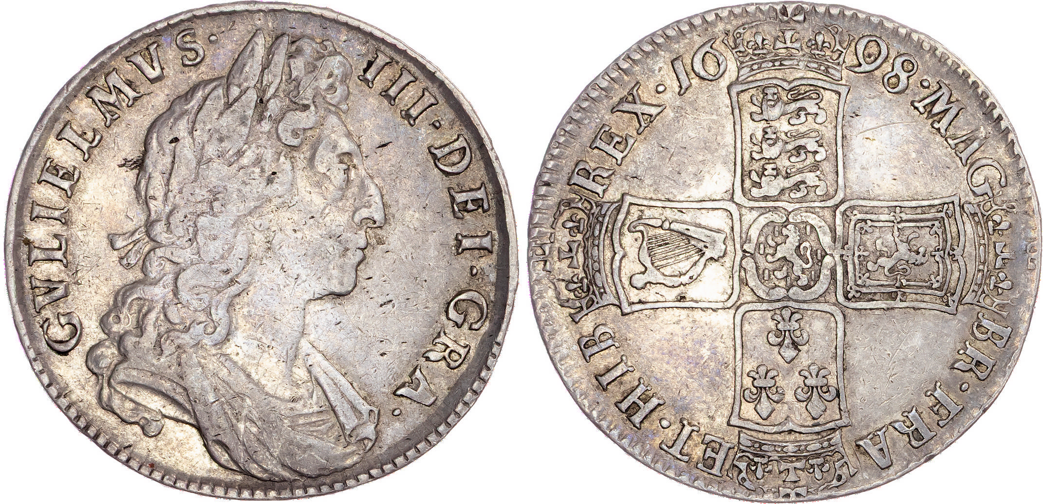 William III (1694-1702), AR Halfcrown, 1698 DECIMO.