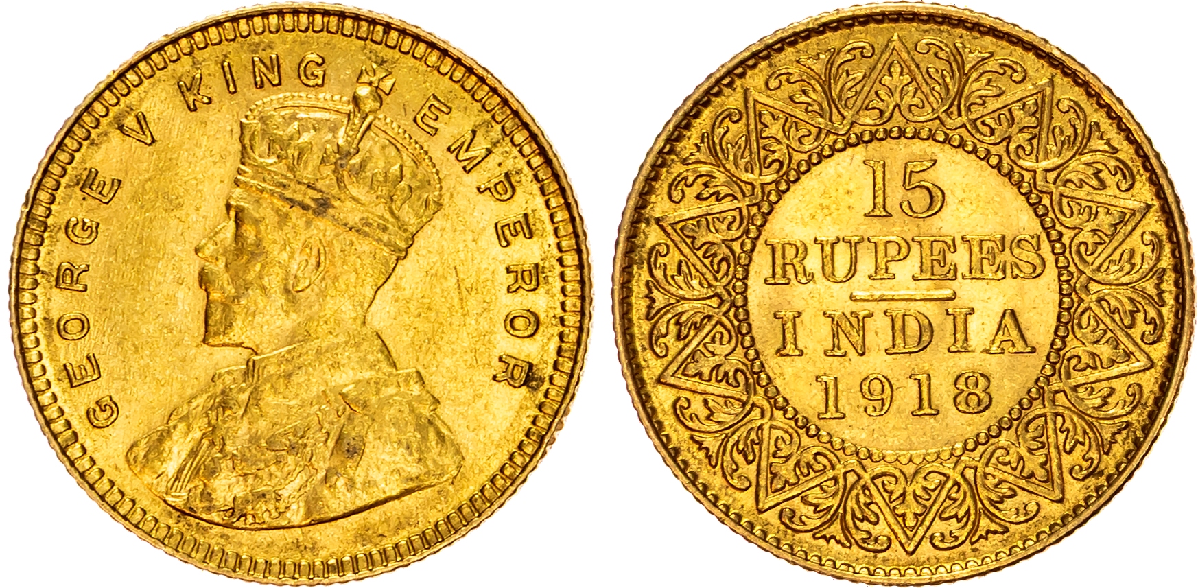 India, EIC, George V (1910-1936), gold 15 Rupees