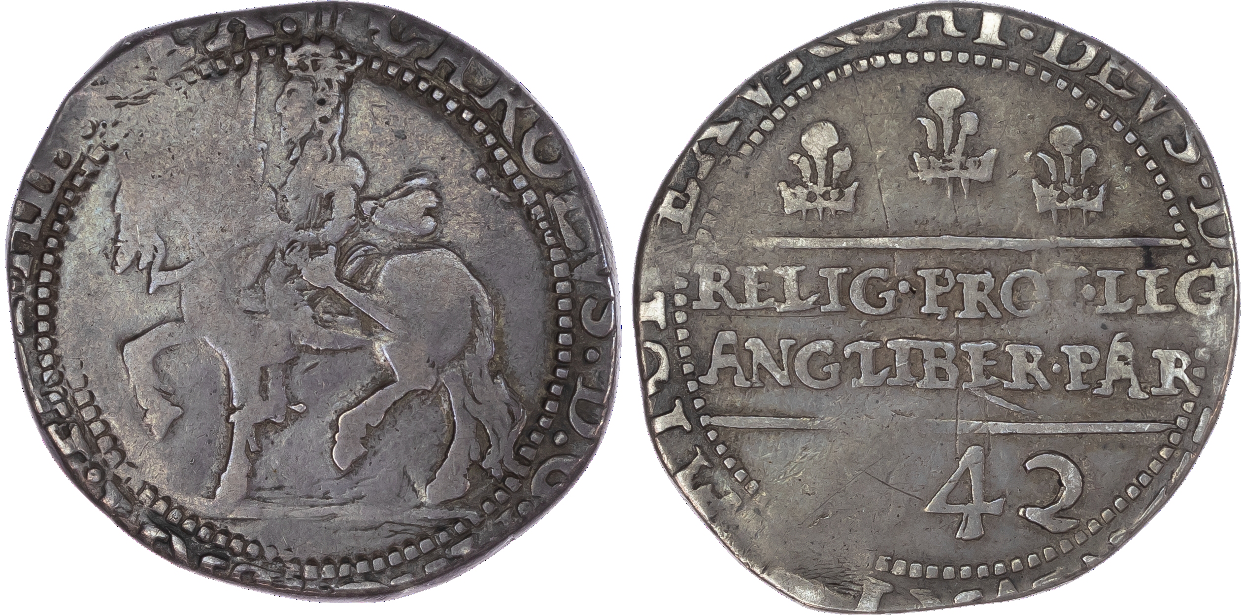 Charles I (1625-49), Halfcrown, 1642, Shrewsbury mint, crowned armoured King on horseback left with upright sword and