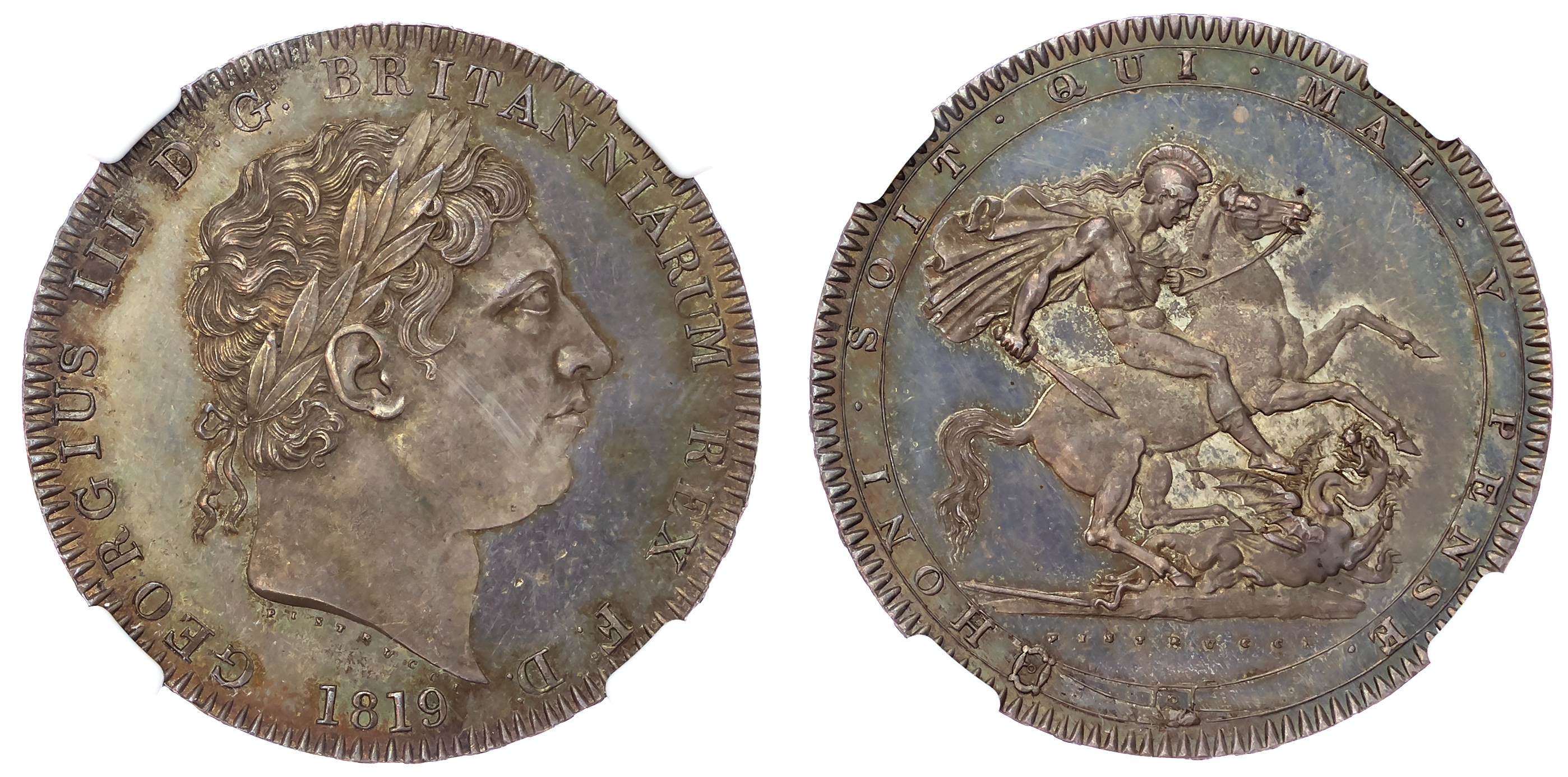 George III (1760-1820), New Coinage (1816-1820), AR Crown, 1819 LIX, NGC MS 63.