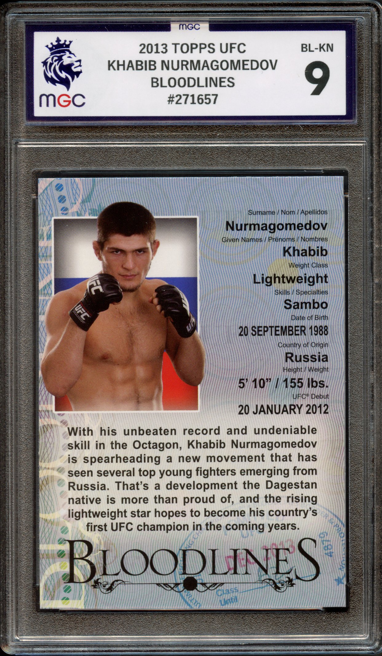 MGC 9 2013 Khabib Nurmagomedov Rookie Topps UFC Bloodlines