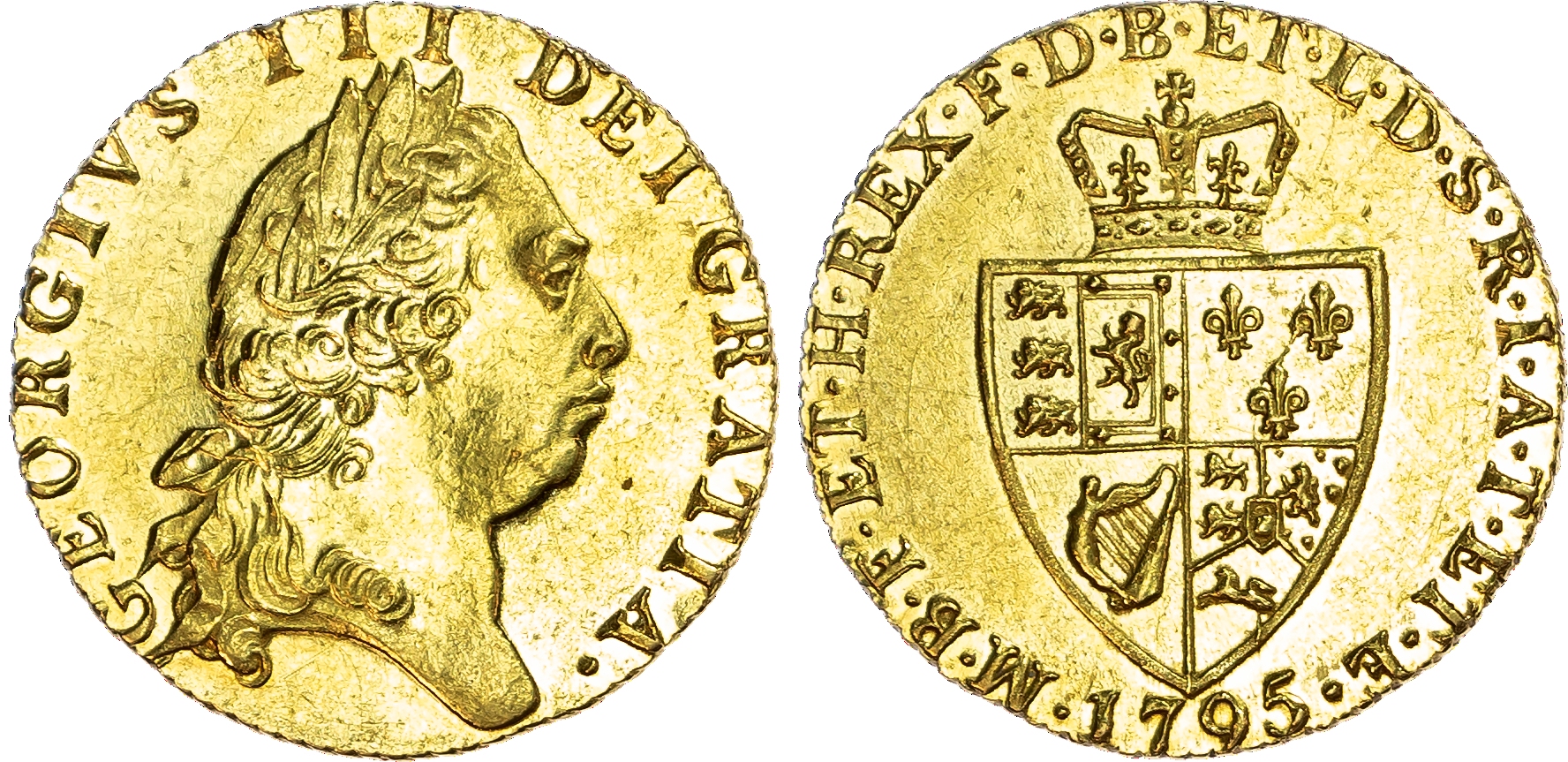 George III (1760-1820), 'Spade' Guinea, 1795.