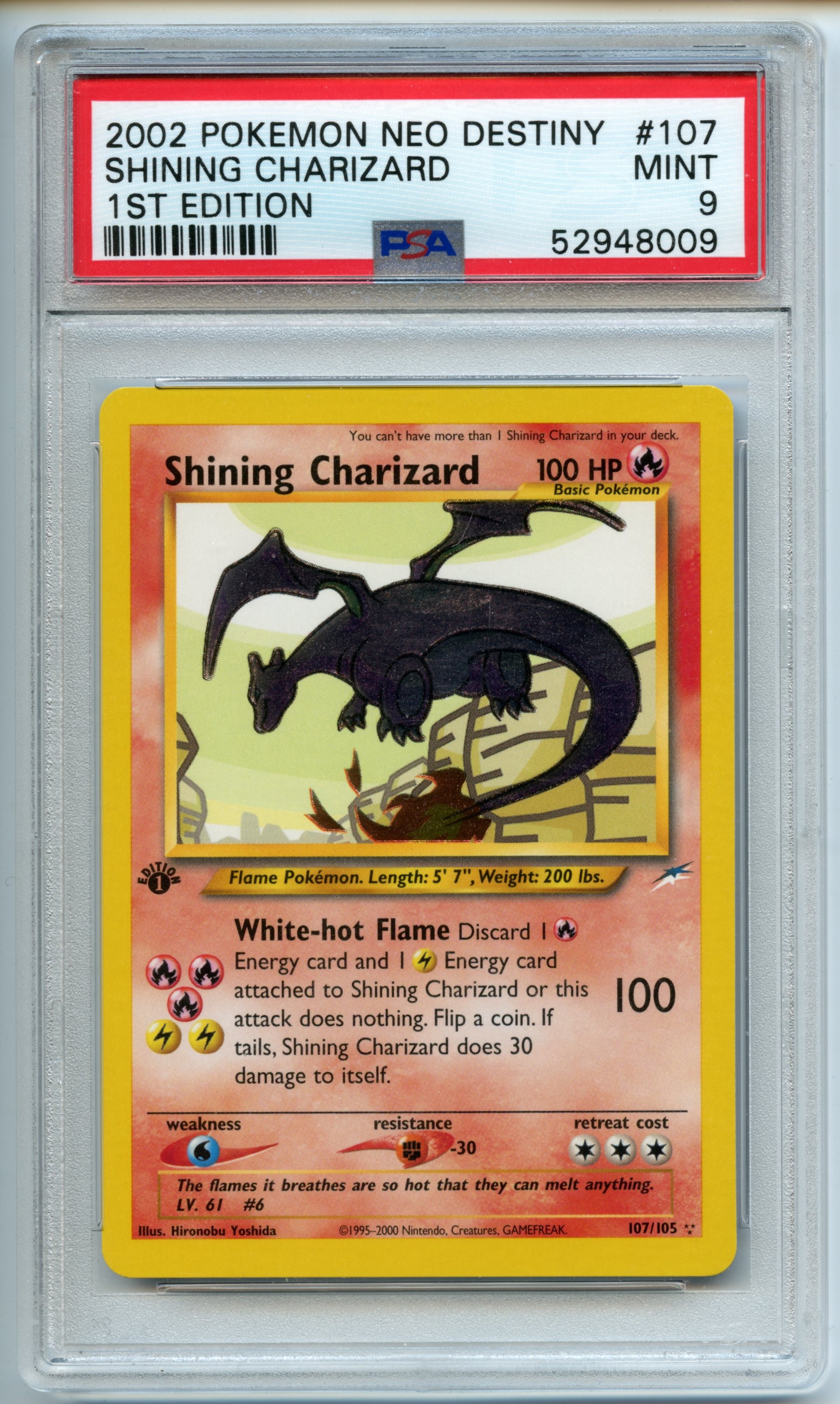 Pokemon TCG  - Shining Charizard  1st Edition - Neo Destiny  - PSA 9 