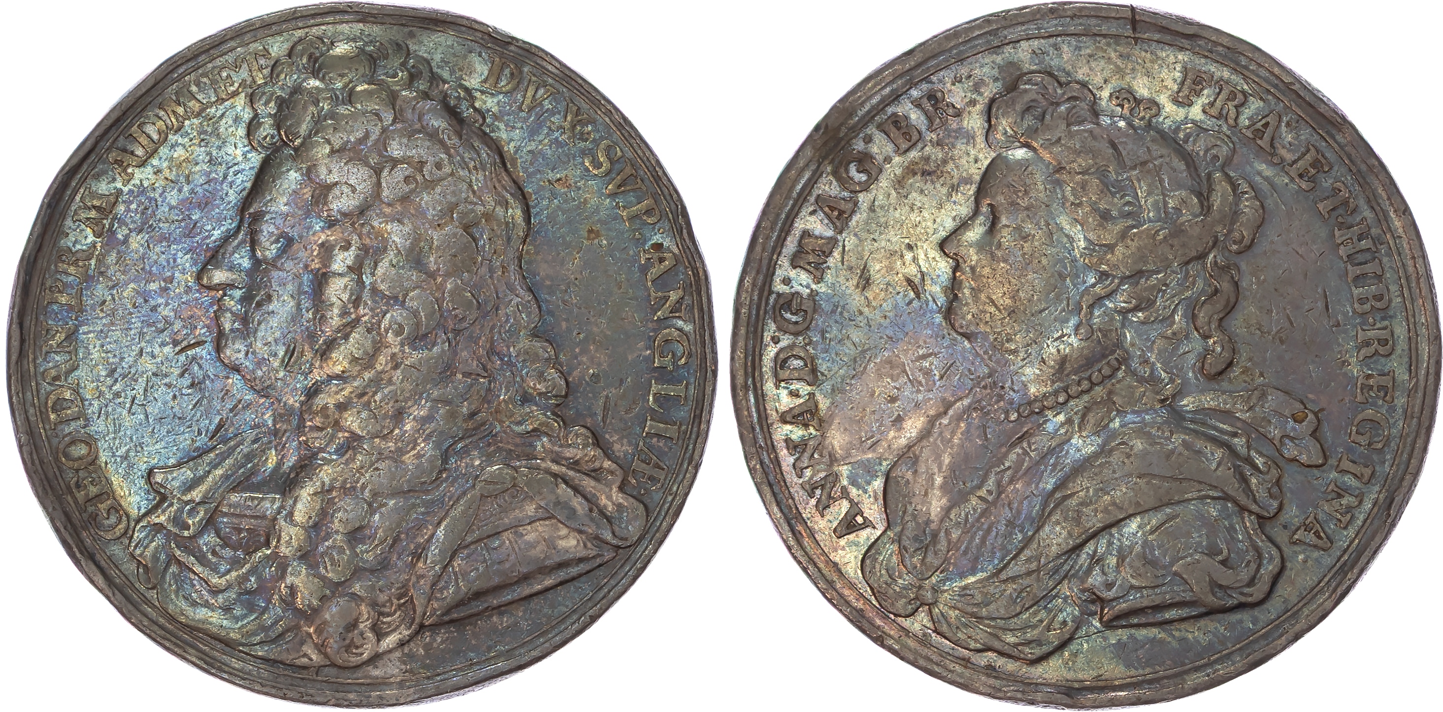 Anne 1702-1714, Prince George made Lord High Admiral 1702, AR medal (42mm) 1702 by J Croker.
