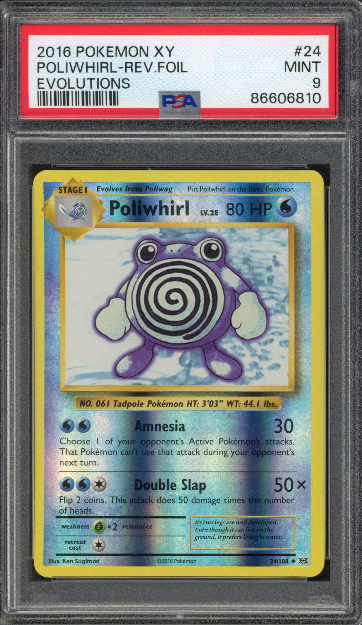 Pokémon TCG - PSA 9 Poliwhirl Rev Foil - Evolutions 2016  