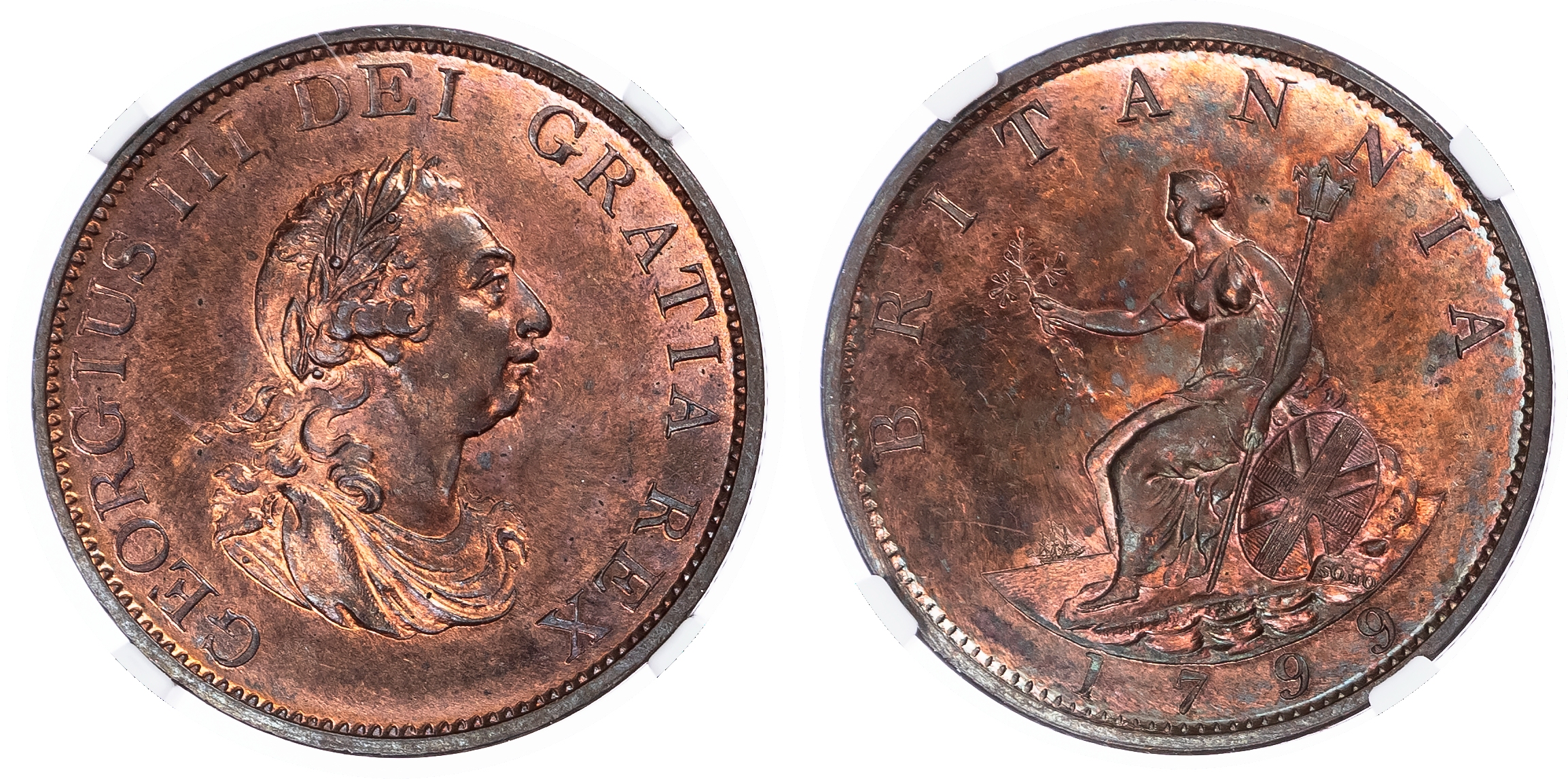 Great Britain.. George III CU Halfpenny, Soho. 1799. 