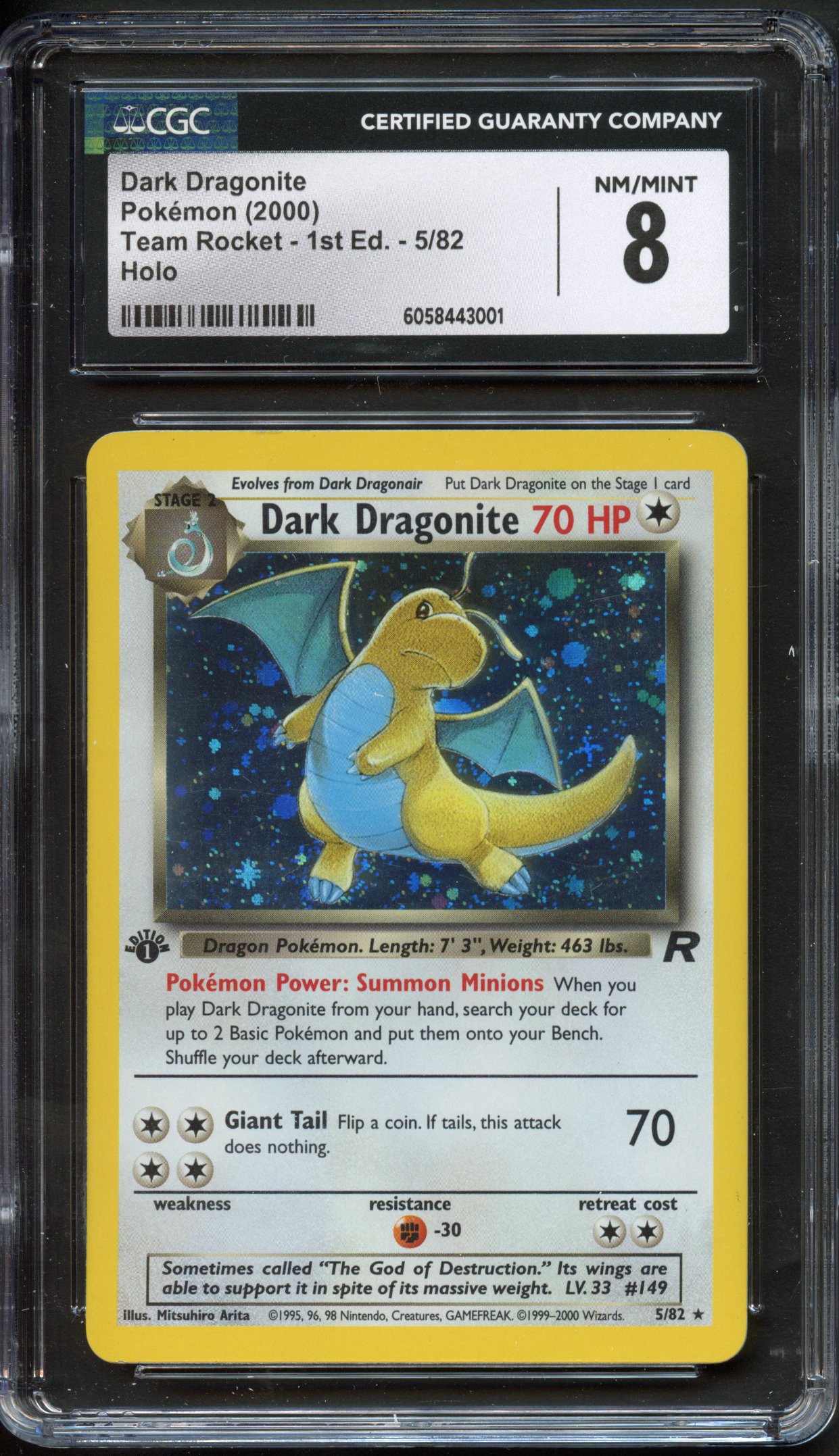CGC 8 Dark Dragonite 1st Edition - Team Rocket Holo #5
