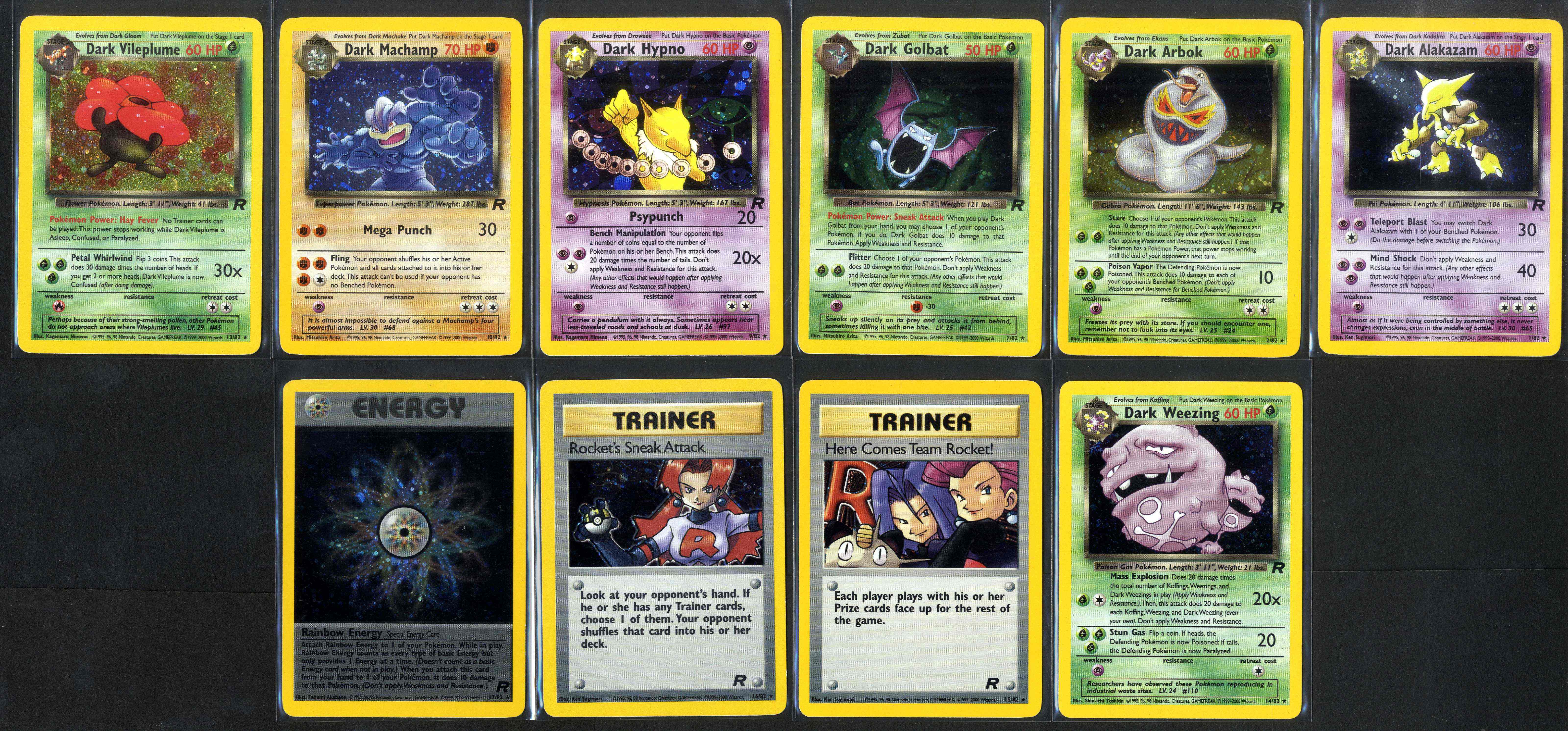 Team Rocket 1999 - Partial Complete set - 10 Holos, 54 non-holo