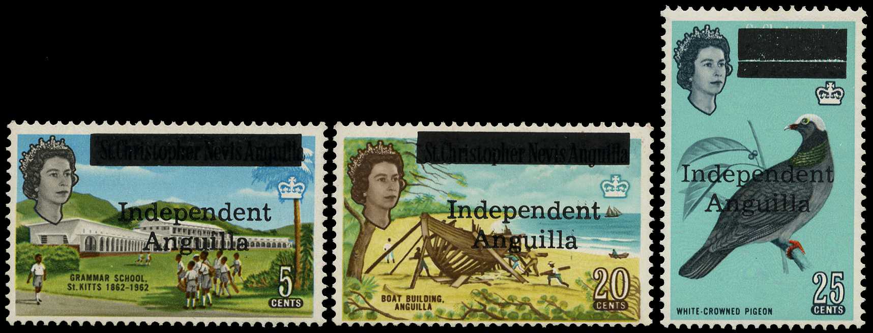1967 ½c to 25c Independent Anguilla overprint...