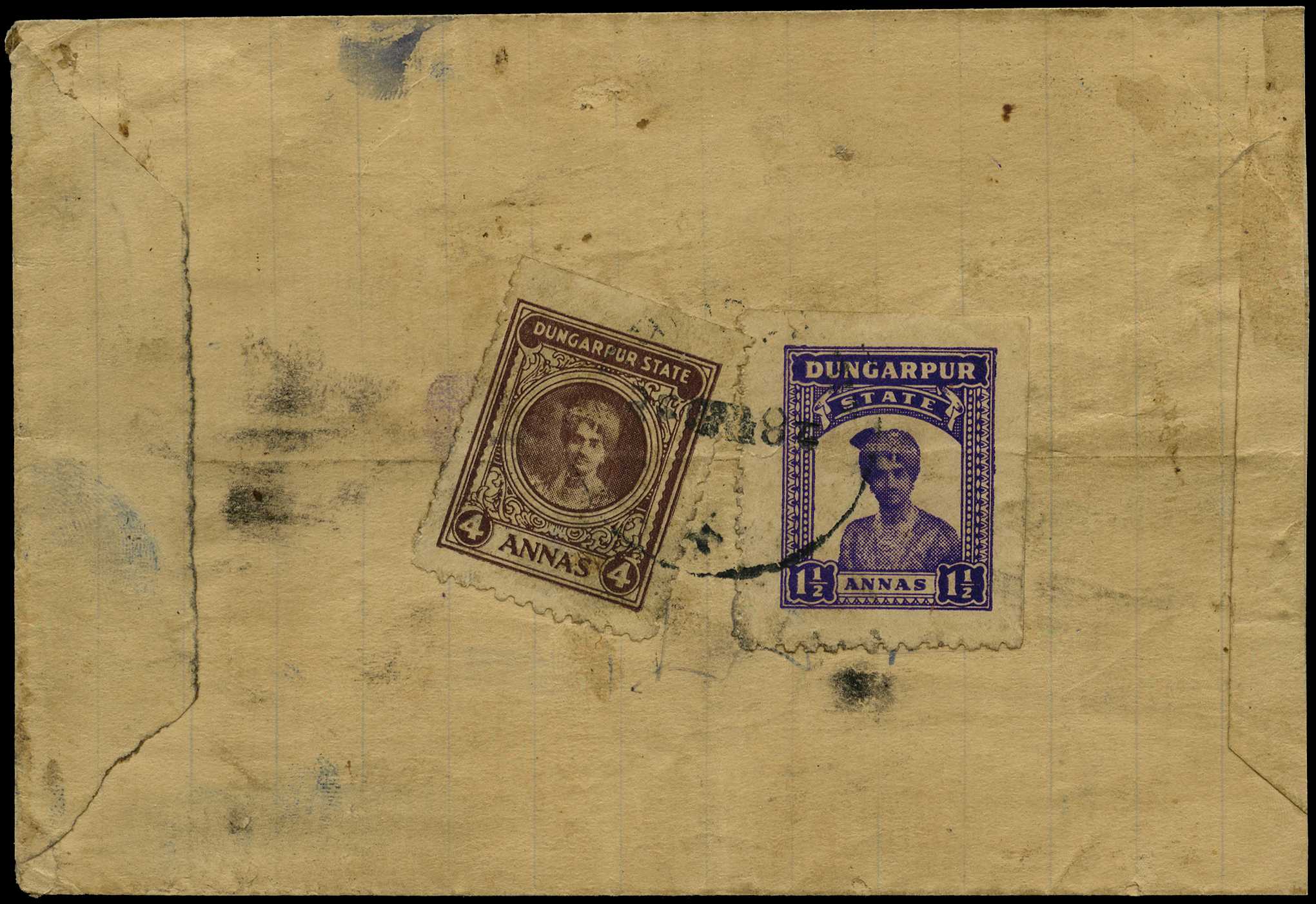 1939-46 handmade envelope franked 1½a deep...