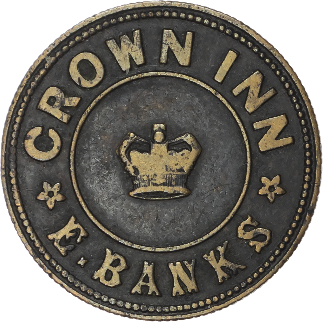 Lot of 5 coins - Lancs. Bury, Bell Lane. Grapes Inn, 2d., 26mm. of Mary Holt. VF toned ; Golborne, Manor Arms, 2d.,...