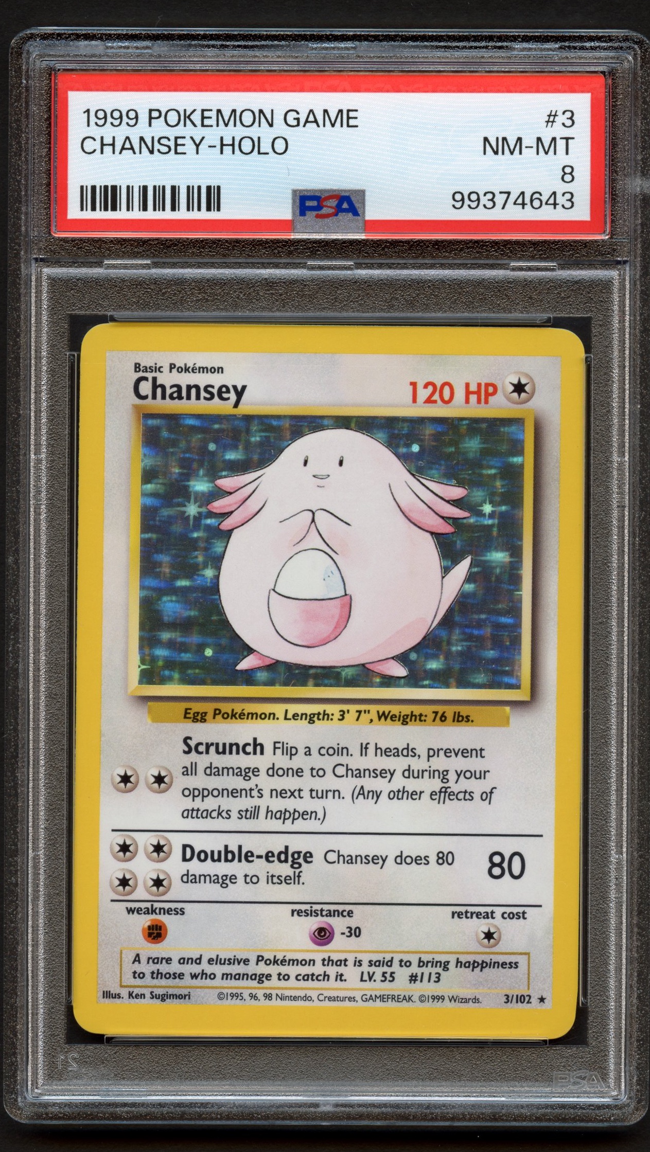 PSA 8 Chansey - 3/102 Base Set Unlimited