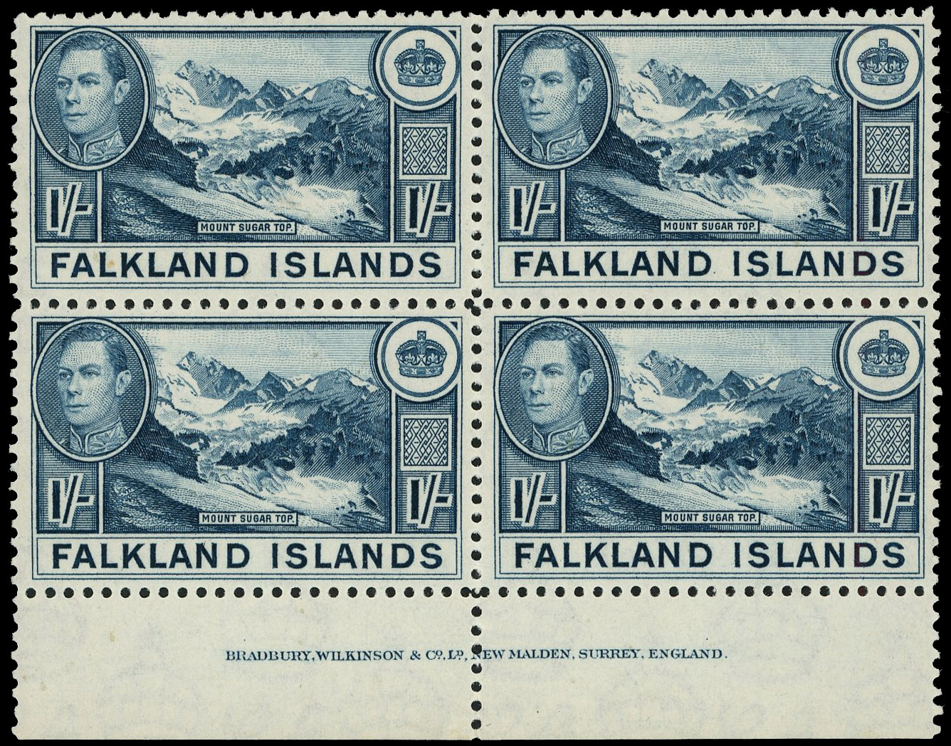 Falkland Islands SG 158c imprint block mint