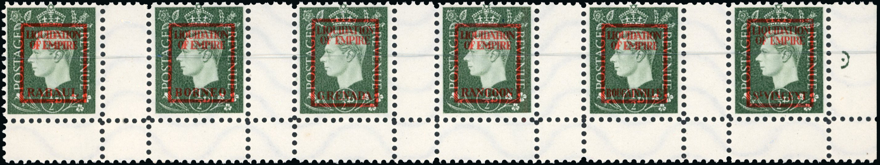 German Propaganda Forgeries.  LIQUIDATION OF EMPIRE strip unused