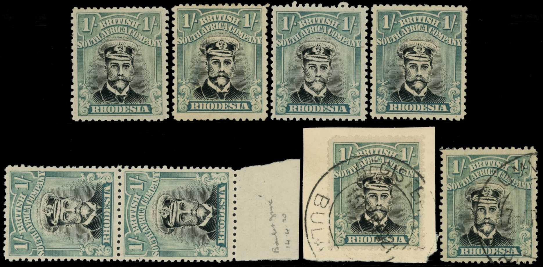 1918-21 1/- Head Die IIIB, perf 14, toned...