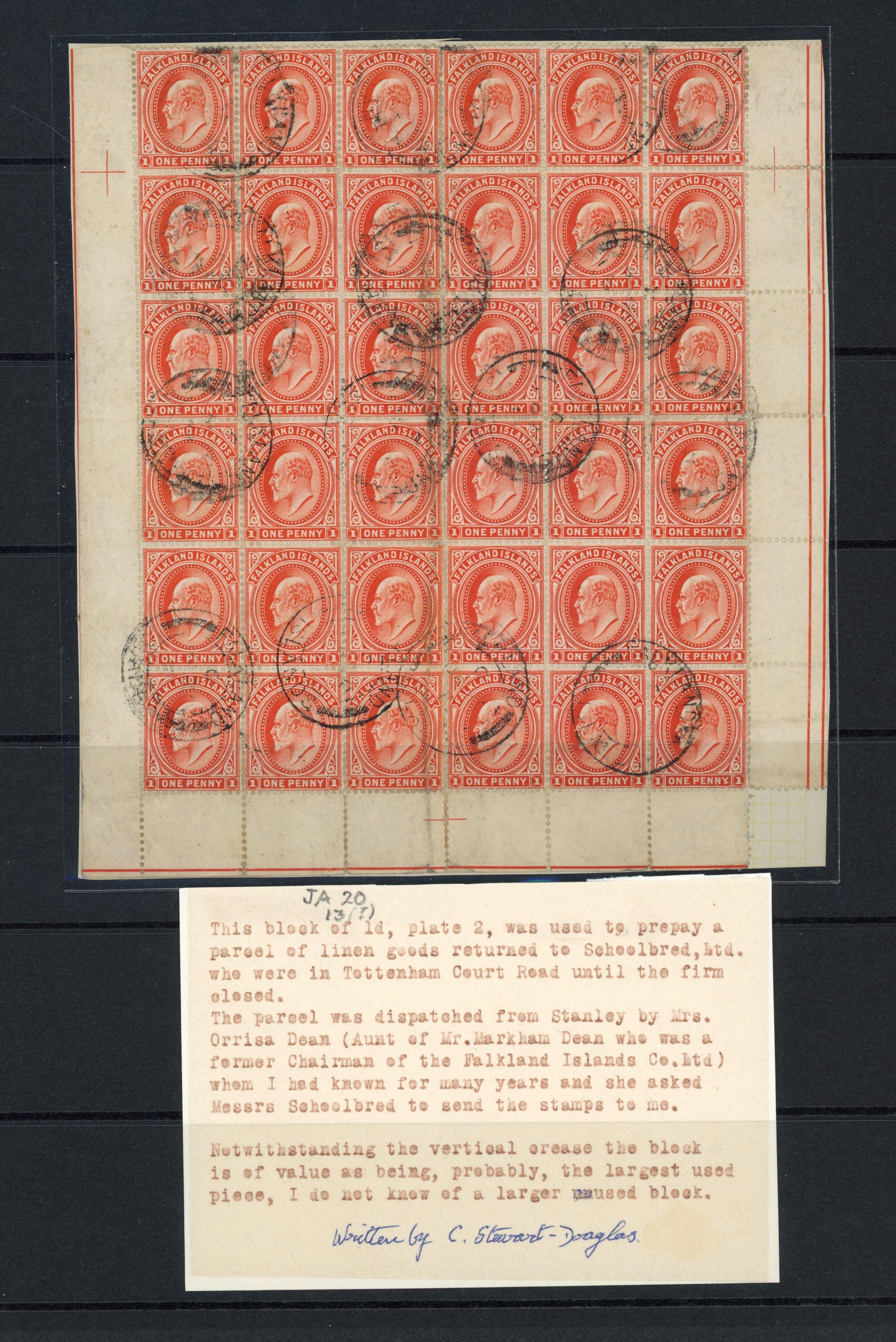 SG 44e 1911 1d orange-vermilion block used