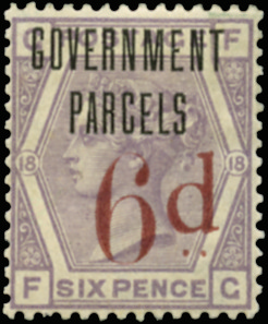 SG162var 1883 6d on 6d Lilac "Government Parcels" Essay