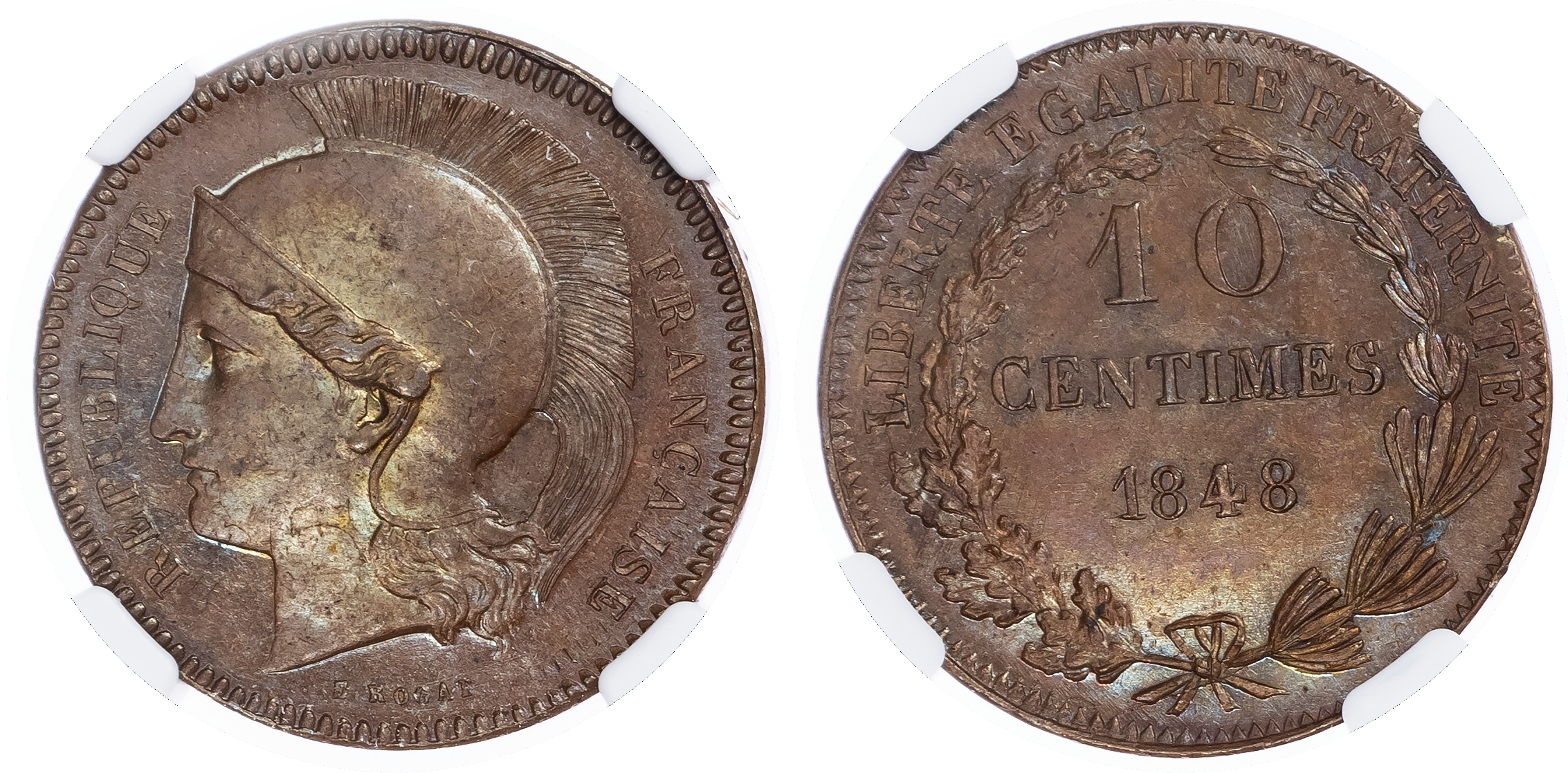 France. Third Republic Æ Essai 10 Centimes. 1848. 