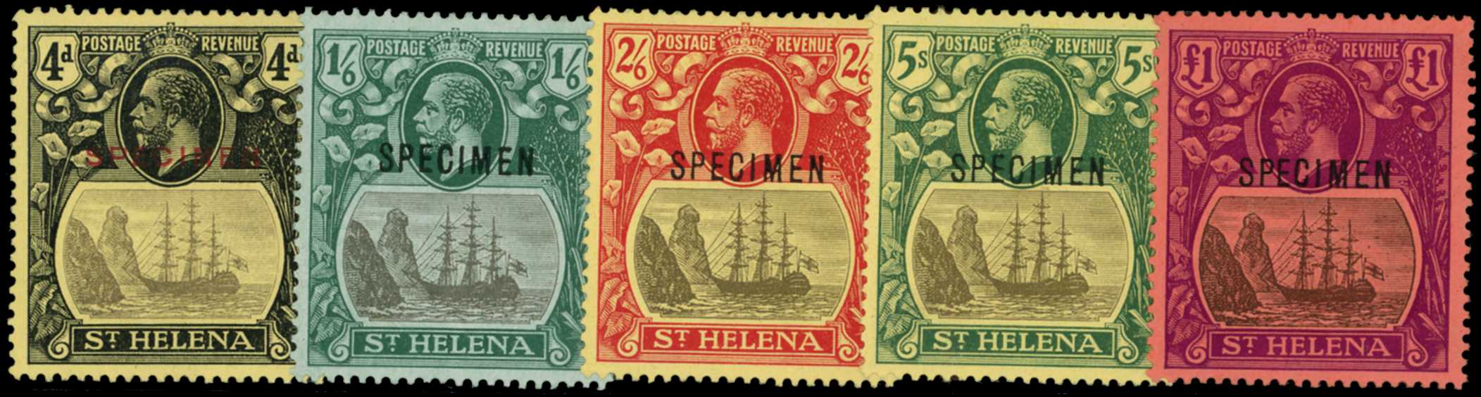 1922-37 set of 5 to £1, wmk MCA, opt...