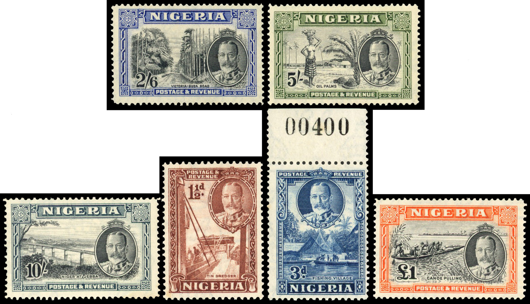 Nigeria 1936 set of 12 plus perf 12½x13½ pair