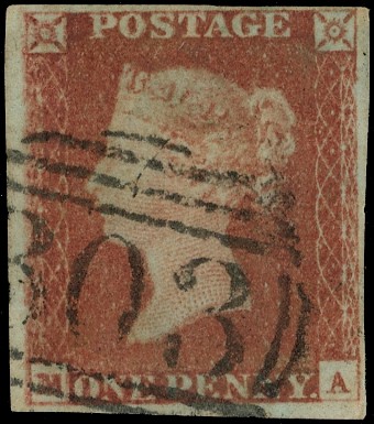 1841 1d Red-brown Pl.75. Minor 'Kissed' second...