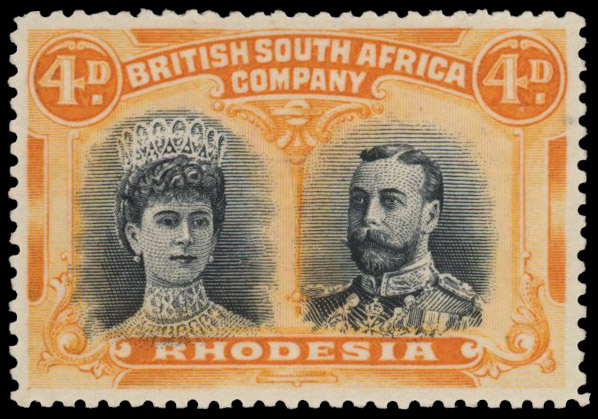 † 4d greenish black and orange SG 138, position 49 mint