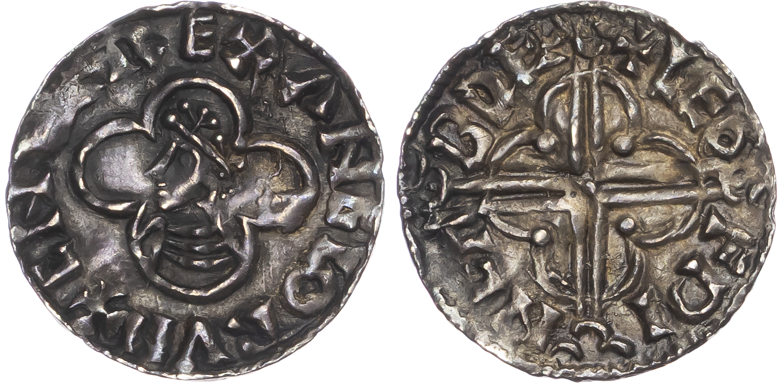 Cnut (1016-1035), AR Penny, Quatrefoil type (c. 1017-1023), Bedford mint, Leofwine as moneyer.