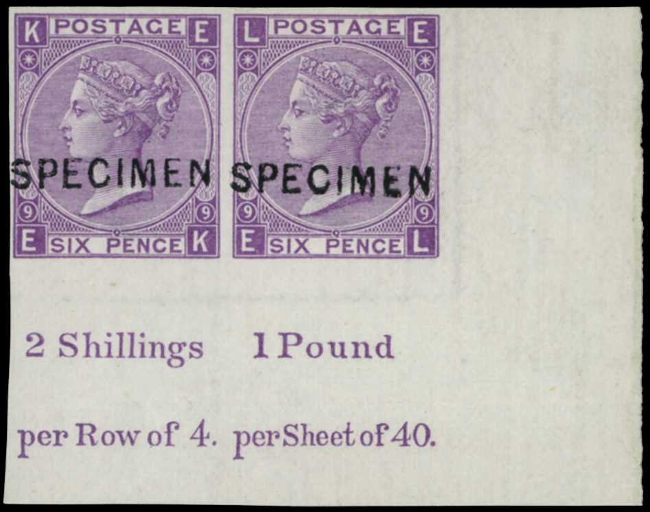 1870 6d mauve Pl.9. Very fine unused o.g....