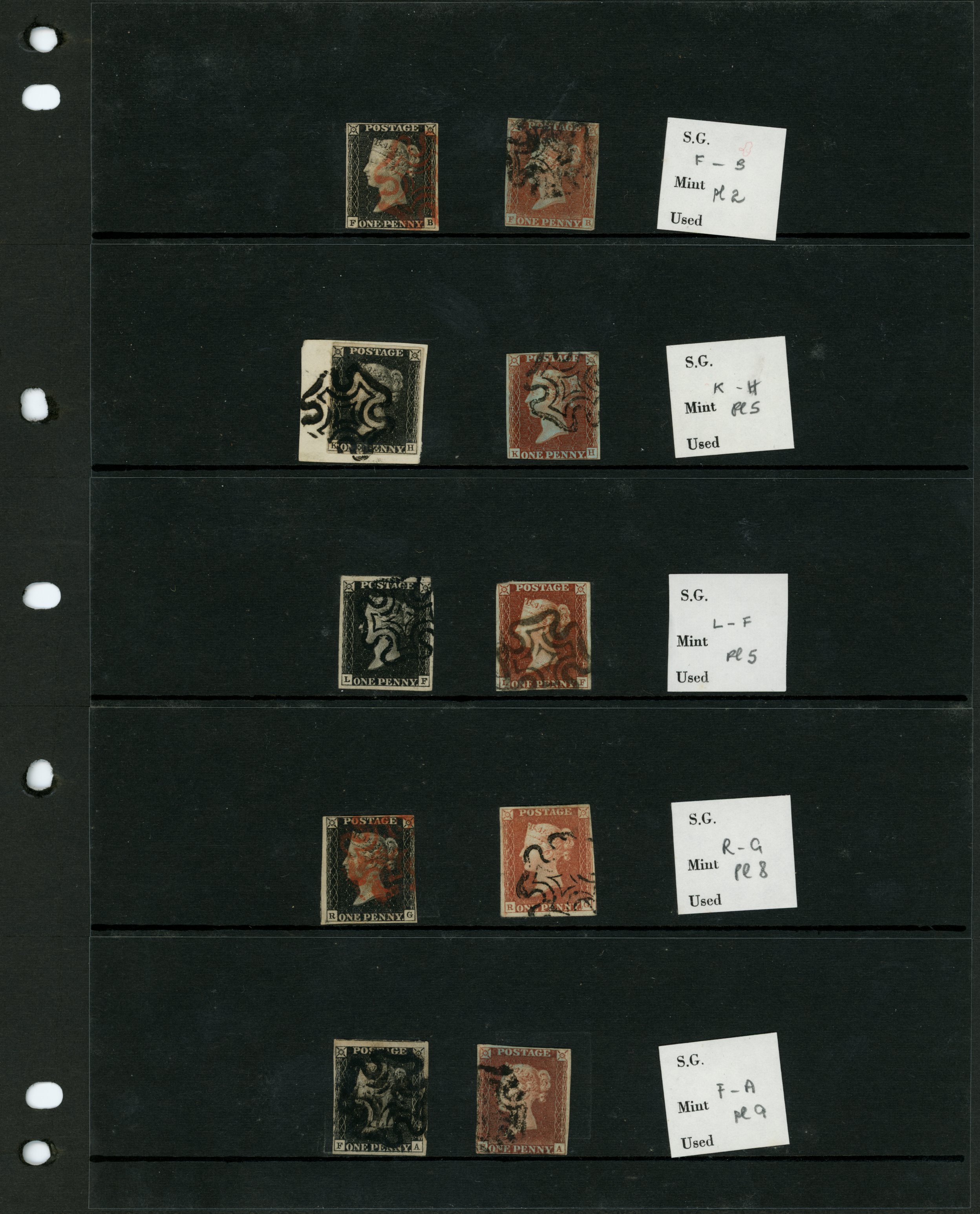 1840 plated range of 1d blacks up to four...