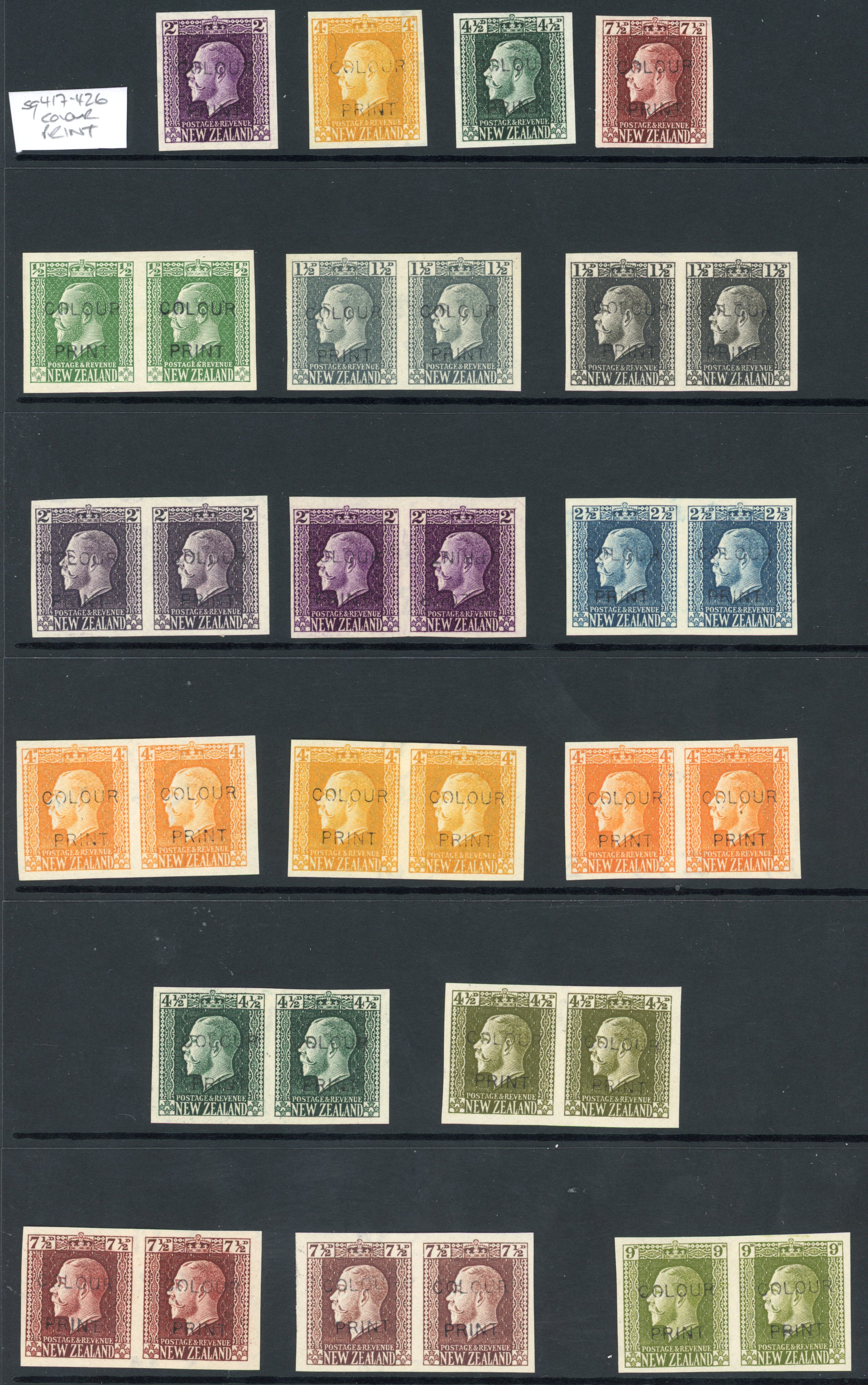 NZ 1915 Plate proofs