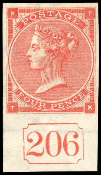 GB SG 79 1862 4d imprimatur with Current Number