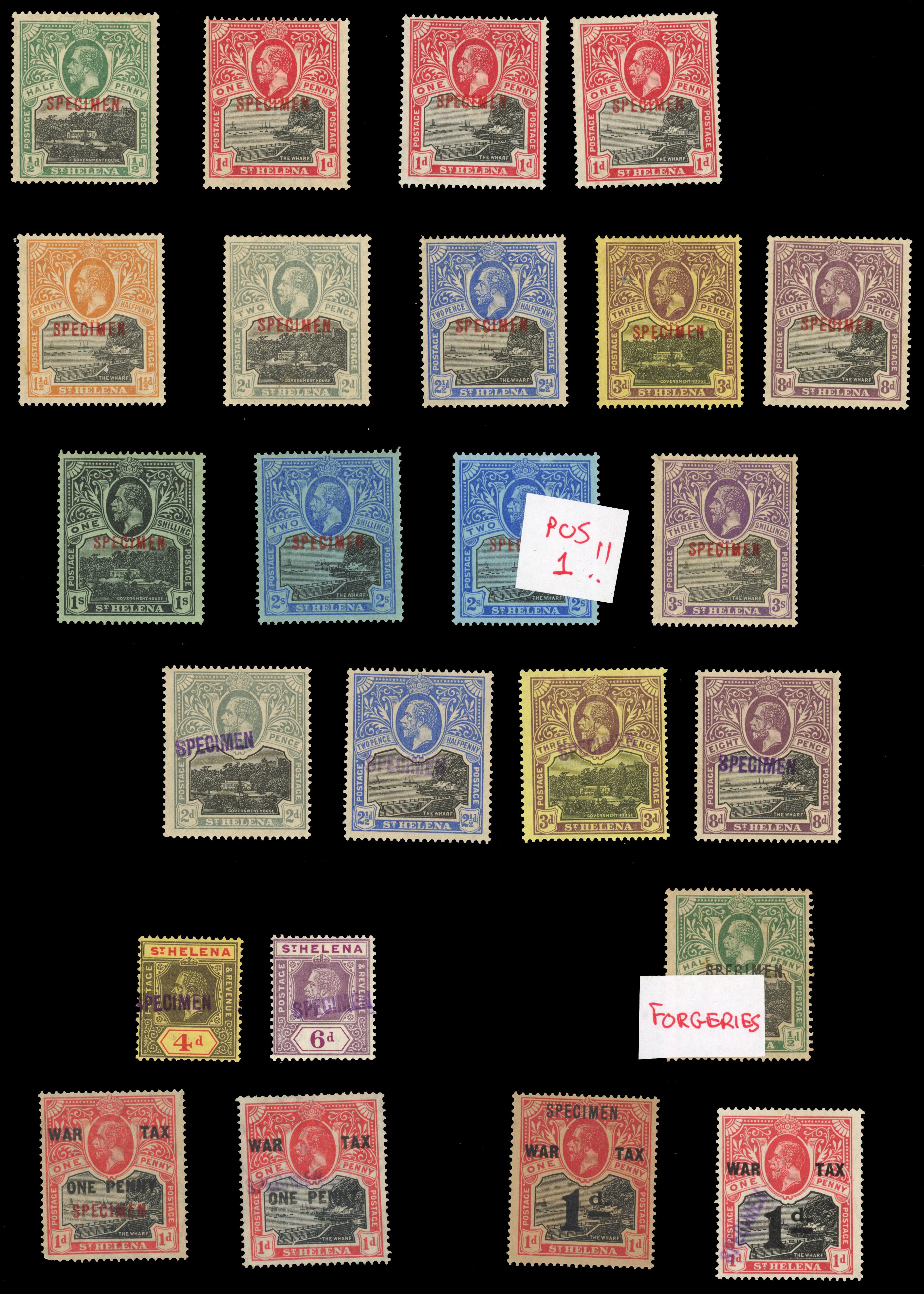 St Helena SG 72s/88s group of Specimens