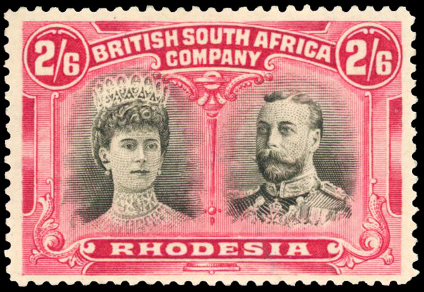 SG 157 2s6d black and rose-carmine, #2 gash in ear