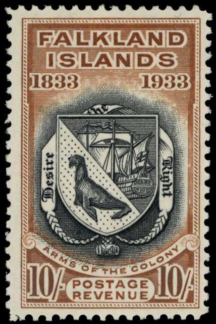 1933 10s black and chestnut Centenary...